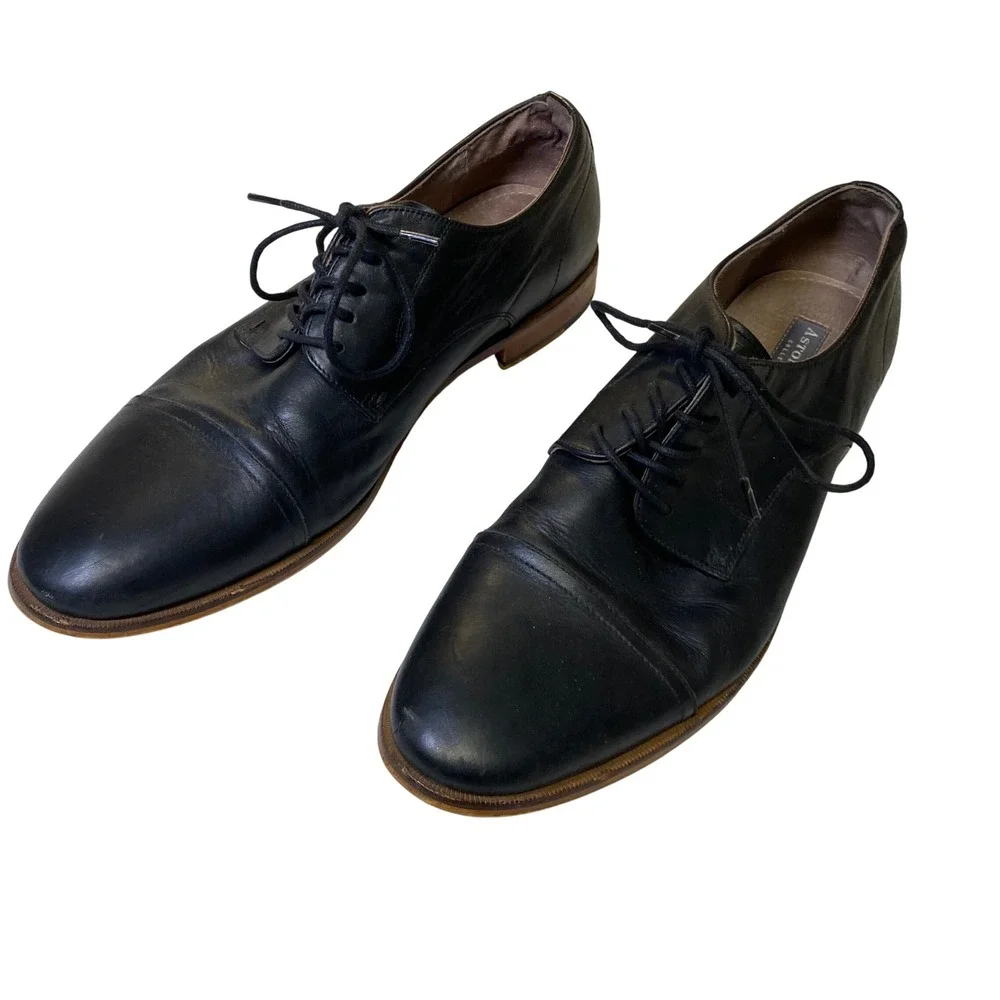 Aston Grey | Shoes | Aston Grey Cap Toe Oxford Dress Shoes Black Leather Mens 15